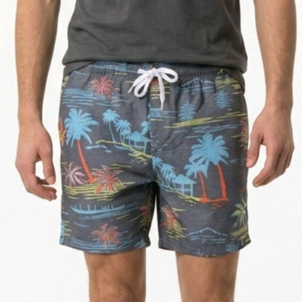 Vertical Sport Men’s Swim Trunks Tropical Palm Tree Island Print Board Shorts